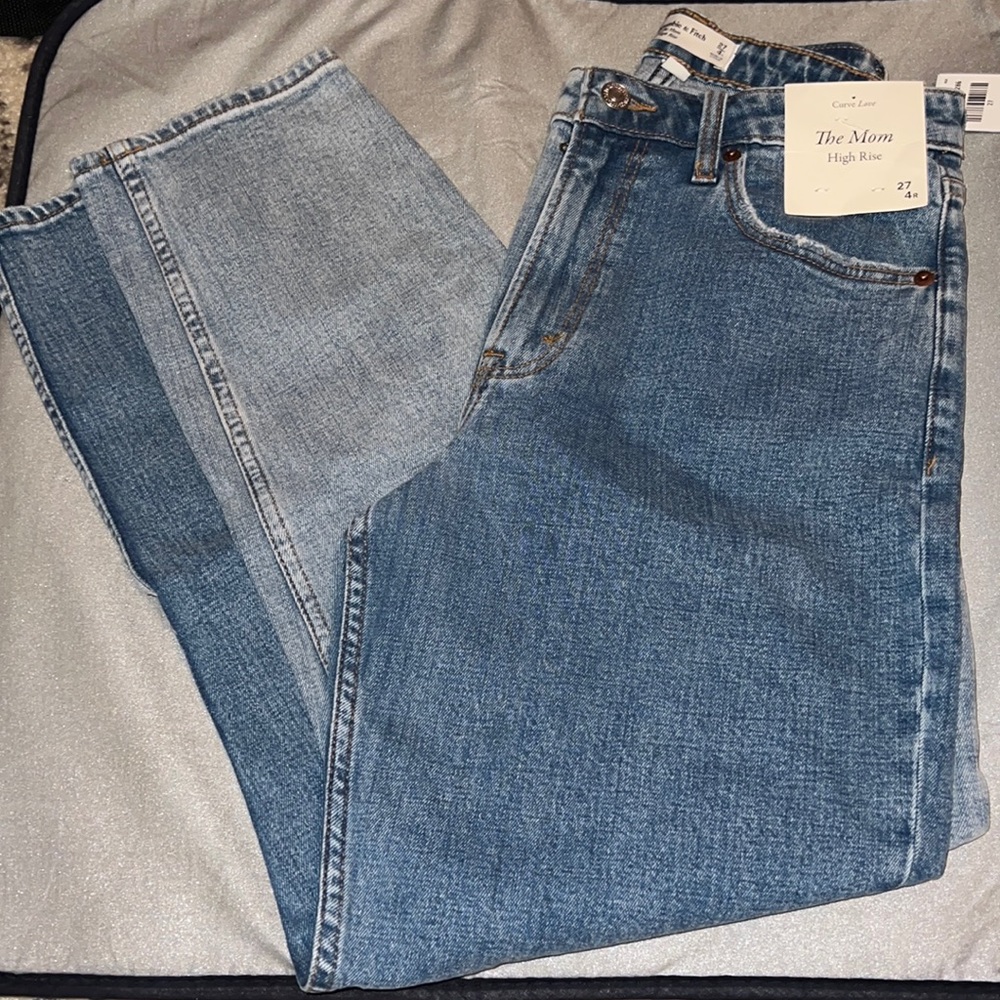 Abercrombie curve love mom high rise jeans.